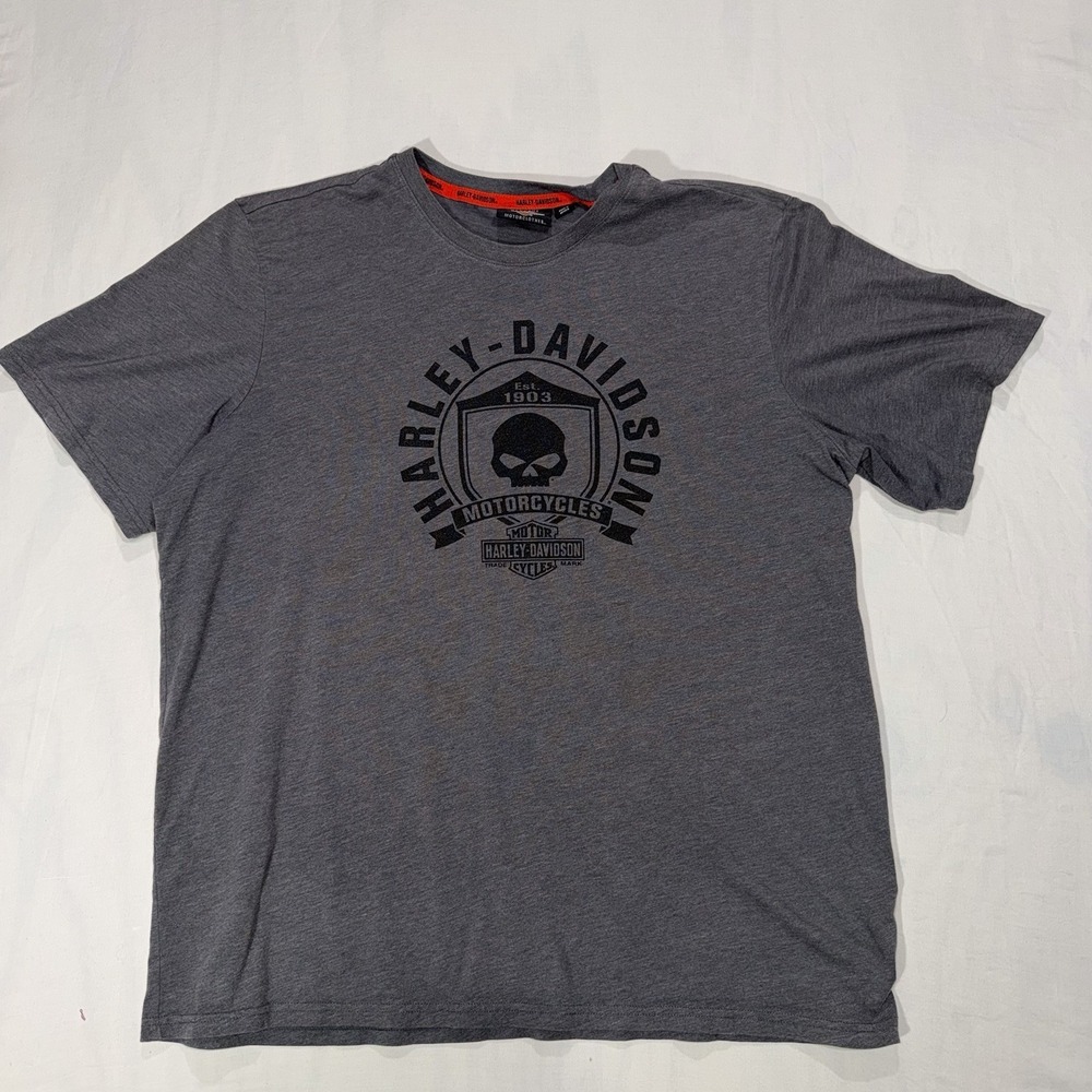 Harley-Davidson Shirt Mens XXL  Grey Skull Shield Logo